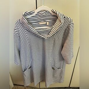 Soft Surroundings Black and White Striped Oversized turtleneck